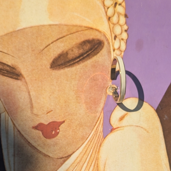 MONET CREAM & GOLD HOOP EARRINGS AND RING - Picture 2 of 2